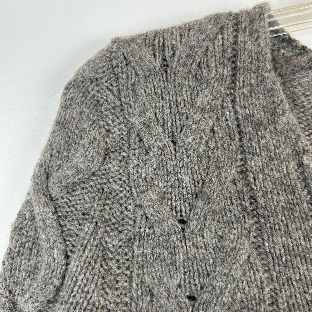 Gap Sweater Womens Small Gray Cable Knit Alpaca Wool Blend Pullover V Neck